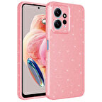 Xiaomi Redmi Note 12 4G Uyumlu Kılıf Kamera Korumalı Simli Lüks Koton Kapak Pembe