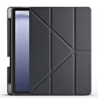 Samsung Galaxy Tab A9 Uyumlu Tablet Kılıfı Tri Folding Kalem Bölmeli Standlı Kılıf Siyah