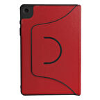 Samsung Galaxy Tab A9 Uyumlu Tablet Kılıfı Fest Dönebilen Standlı Pu Deri Kılıf Kırmızı