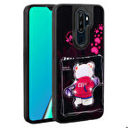 Oppo A9 2020 Uyumlu Kılıf Parlayan Kabartmalı İkonik Figürlü Amas Silikon Kapak Siyah