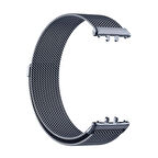 Megafox Teknoloji Samsung Galaxy Watch Fit 3 Uyumlu Kordon Hasır Metal Örgü İşlemeli Mıknatıslı Kayış Gri