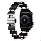 Apple Watch 3/4/5/6/7/8/9 Se 38-40-41 Mm Uyumlu Kordon Metal Paslanmaz Şerit Parçalı Kayış KRD-96 Siyah
