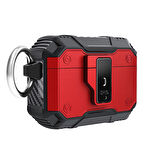 Apple Airpods Pro 2 Uyumlu Kılıf Karbonfiber Yüzer Zırhlı Darbelere Dayanıklı Airbag 35 Kılıf Kırmızı