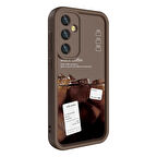 Samsung Galaxy A55 Uyumlu Kılıf Kamera Korumalı Baskılı Şık Desenli Arka Yüzey Klas Kapak Koyu Kahve