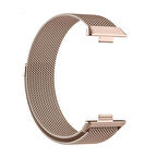 Huawei Watch Fit 3 Uyumlu Kordon Hasır Örgü Metal Mıknatıslı KRD-01 Kayış Rose Gold