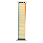 Apple Watch 42mm Uyumlu Kordon Hasır Örgü Cırt Cırtlı Terletmeyen Zore KRD-03 Kumaş Kayış 66-Cream