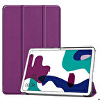 Huawei MatePad 10.4 Uyumlu Zore Smart Cover Standlı 1-1 Kılıf Mor