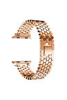Apple Watch 42mm Uyumlu Kordon Metal Bal Peteği Şık Tasarım KRD-30 Kayış Rose Gold