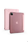Apple iPad Pro 12.9 2020 (4.Nesil) Uyumlu Kılıf Zore Tri Folding Kalem Bölmeli Standlı Kılıf Rose Gold