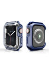 Apple Watch 40mm Uyumlu Zore Watch Gard 08 Sert PC + Silikon Koruyucu Mavi