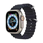 Apple Watch 7 41mm Uyumlu Kordon Ocean Silikon Yumuşak Esnek Metal Tokalı Zore KRD-75 Kayış Midnight