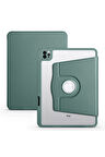 Apple iPad Pro 11 2021 (3.Nesil) Uyumlu Kılıf Zore Termik Kalem Bölmeli Dönebilen Standlı Kılıf Koyu Yeşil