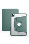 Apple iPad 10.2 (8.Nesil) Uyumlu Kılıf Zore Termik Kalem Bölmeli Dönebilen Standlı Kılıf Koyu Yeşil