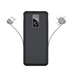 Zore PW-05 Hızlı Şarj Led Göstergeli Micro Lightning Type-C Kablolu Taşınabilir Powerbank 10000mAh Siyah