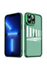 Apple iPhone 12 Pro Max Uyumlu Kılıf Kamera Korumalı Transparan Zore Post Kapak Koyu Yeşil