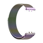 Samsung Galaxy Fit 3 Uyumlu Kordon Hasır Metal Mıknatıslı Örgü Zore KRD-01 Kayış Colorful