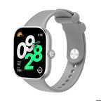 Xiaomi Redmi Watch 4 Uyumlu Kordon Silikon Spor Geçmeli Zore KRD-109 Kayış Gri