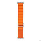 Apple Watch 44mm Uyumlu Kordon Naylon Kumaş Spor Görünümlü Band-74 Hasır Kayış Turuncu