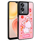 Vivo Y36 5G Uyumlu Kılıf Parlayan Kabartmalı İkonik Figürlü Zore Amas Silikon Kapak Pembe