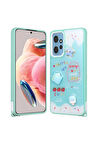 Xiaomi Redmi Note 12 4G Uyumlu Kılıf Parlayan Simli Kabartma Figürlü Zore Cevze Kapak Yeşil
