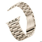 Apple Watch Ultra 49mm Uyumlu Kordon Metal Baklalı Tasarım Zore Band-04 Kayış Starlight