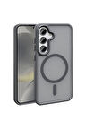 Samsung Galaxy S23 FE Uyumlu Kılıf Magsafe Şarj Özellikli Mat Arka Yüzey Zore Sio Kapak Gri