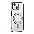 Apple iPhone 15 Uyumlu Kılıf Pırlanta Taş Tasarımlı Magsafe Şarj Özellikli Zore Karetta Silikon Kapak