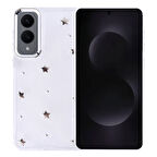 Samsung Galaxy S25 Edge Uyumlu Kılıf Airbag Tasarımlı Simli Şeffaf Zore Kutup Kapak