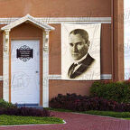 Kravatlı Takım Elbiseli Gazi Mustafa Kemal Atatürk Retro Yan Portre - Poster Bayrak 100x150 Cm