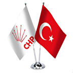 Beyaz, Chp Ve Türkiye - İkili Saten Masa Bayrağı