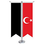 Harzemşah Bayrağı - 17 Eski Türk Devletleri Ve Türkiye - Kırlangıç - Saten T Direk 2li Masa Bayrağı