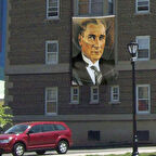 Sivil Mustafa Kemal Atatürk Portre Poster Cephe Bayrağı -3x4,5 Metre