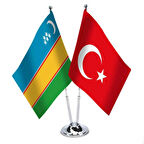 Karakalpakistan - Türkiye - Saten Masa Bayrağı