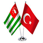 Abhazya - Türkiye - İkili Saten Masa Bayrağı