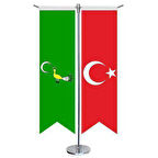 Gazne Devleti Bayrağı -17 Eski Türk Devletleri Ve Türkiye - Kırlangıç-saten T Direk 2li Masa Bayrağı