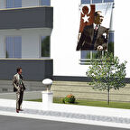 Ay Yıldızlı Sivil Mustafa Kemal Atatürk Poster Dış Cephe Bayrak Ata16