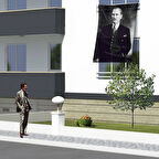 70x105cm Takım Elbiseli Sivil Gazi Mustafa Kemal Atatürk - Portre - Portre Cephe Poster Bayrak Ata39