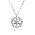 925 Ayar Gümüş Baget Taşlı Kar Tanesi Kadın Gümüş Kolye