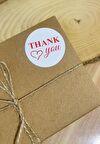 Thank You Kalpli Kırmızı Yazılı Yuvarlak Yapışkanlı Etiket 4x4 cm 120 Adet