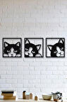 3 lü Kedi Duvar Tablosu Ahşap Kedi  MDF Kedi  Dekoratif Obje