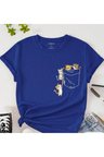Kadın Kedi Cep Baskılı Regular T-shirt