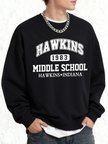 Hawkins Ortaokul Erkekler İçin Baskılı Sweatshirt Oversize Kazak Sonbahar Sıcak O-Yaka Spor G