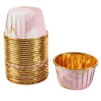 Cupcake/Muffin /Suffle Kek Kapsülü Pembe Mermer Desenli 50 Li