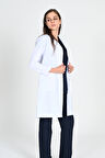 Önlük Kadın Uzun Gömlek Yaka Doktor Hemşire Öğretmen Önlüğü Beyaz