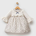 Tongs Baby Trikoli Çiçek Elbise 8022 Ekru