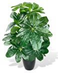 Yapay Çiçek Saksıda Şeflera Bitkisi 18Dal 75cm Salon Çiçeği Yapay Bitki Pachira Macrocarpa