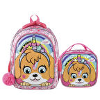 Muggle 2 Bölmeli Pink World Okul  Çantası + Termoslu Beslenme Çantası