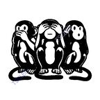 Üç Maymun Görmeyen Duymayan Bilmiyorum Sticker 15cm