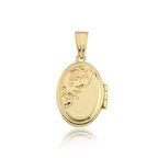 Çiçek Motifli Oval Kapaklı Kolye Ucu