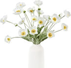 Yapay Çiçek Gelincik Çiçeği Kar Beyaz Renk 3 Çiçek 1 Tomurcuk 59Cm